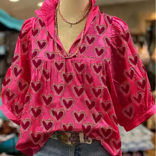 La La Pretty Pink Heart Blouse