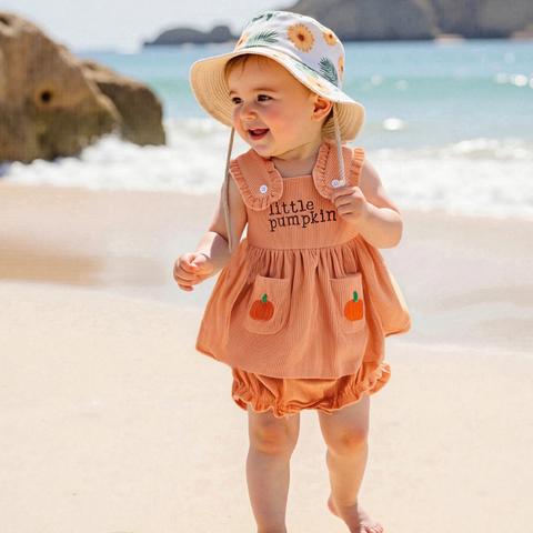 Little Pumpkin Orange Corduroy Outfit for Baby & Toddler Girls