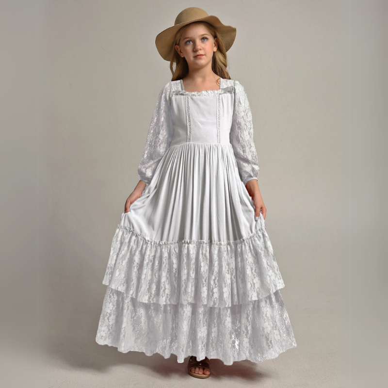 The Mariah Long Sleeve Lace Maxi Dress for Girls & Tweens  Jadey's Closet
