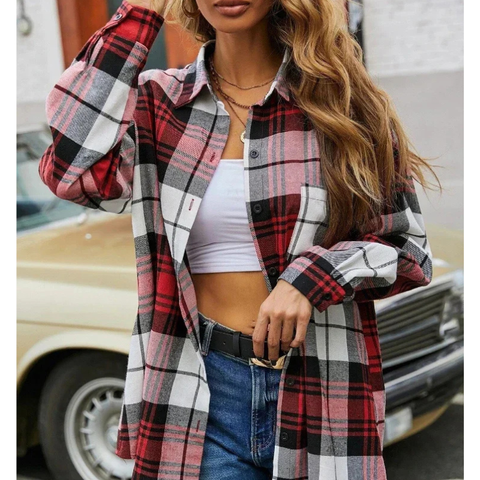 The Marla Red Plaid Button-Down Shirt for Women & Teens
