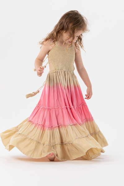 Kids Naia Dress in Sand Pink Ombre
