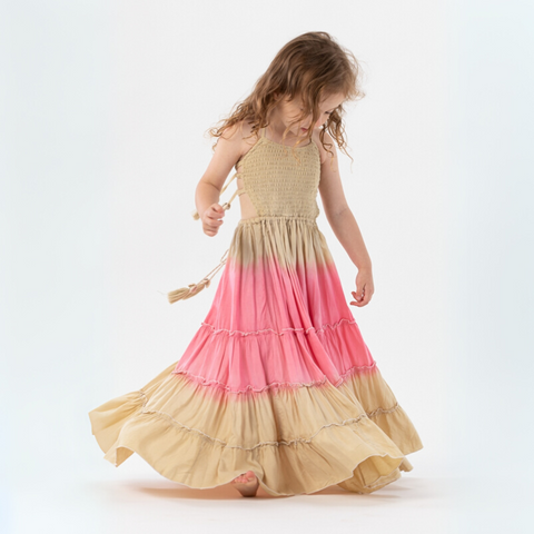 Kids Naia Dress in Sand Pink Ombre