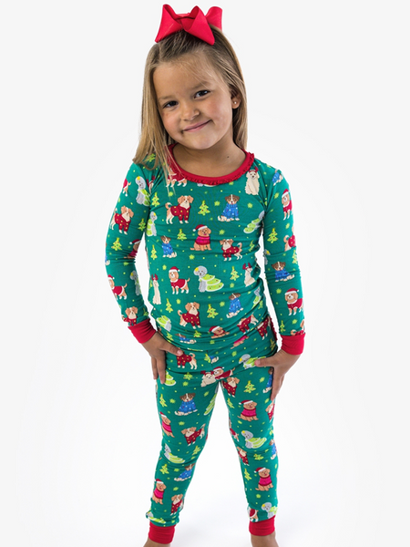 SoftSnooze™ Bamboo Viscose Paw-liday Pals Christmas Dogs Pajamas for Men, Women, Girls & Babies