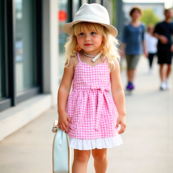 Alina Pink & White Gingham Dress
