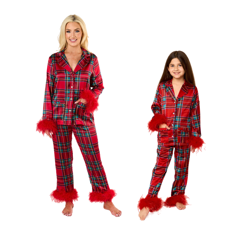 Satin Dreams Holiday Plaid Pjs for Women, Girls & Teens