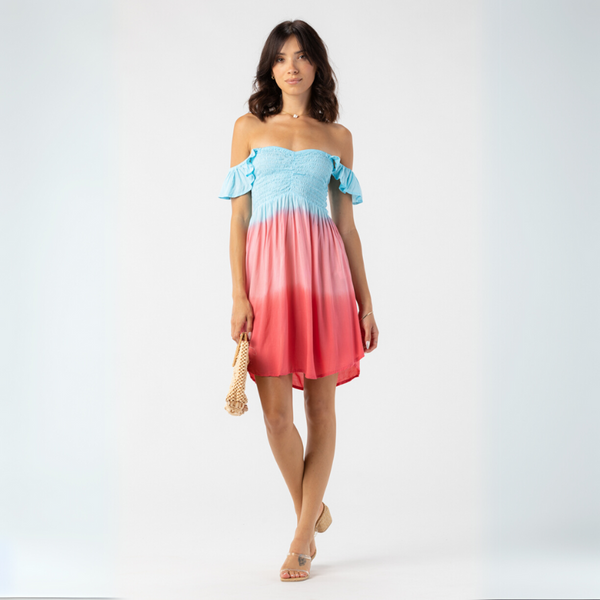 Hollie Mini Dress in Aqua Coral Ombre