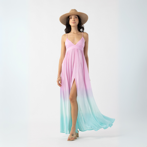 Day Dream Maxi Dress in Pink Aqua Ombre