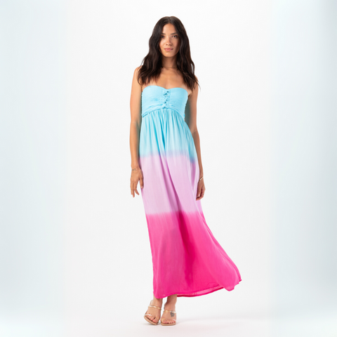 Jasmine Maxi Dress in Turquoise Violet Ombre