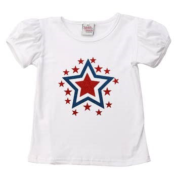 The Red, White & Blue Little Girls Starburst Top