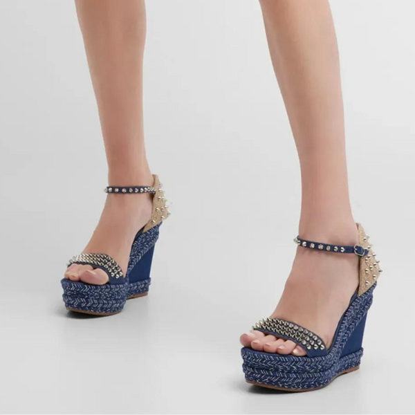 The Denim & Studs Spikey Sassy Wedge Sandal for Women