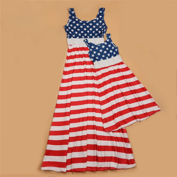 Momma & Me Matching: American Flag Maxi Dress for Women & Girls