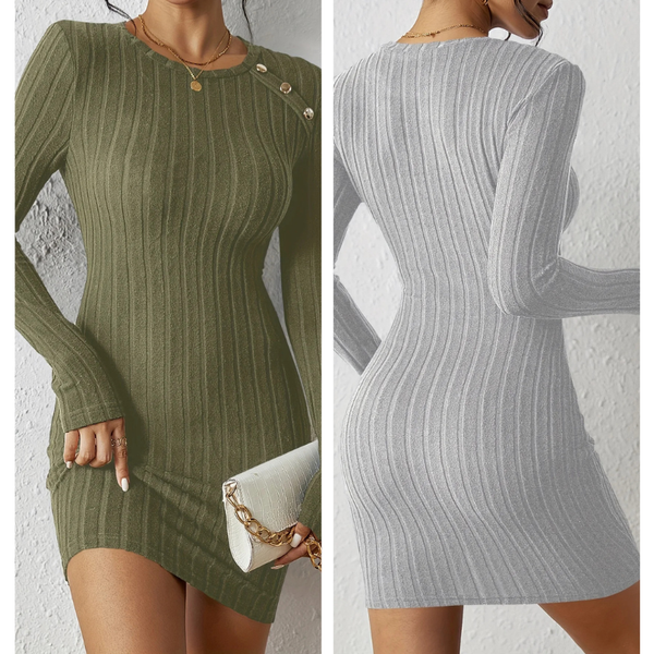Jessica Ribbed Brushed Knit Long Sleeve Bodycon Sweater Dress