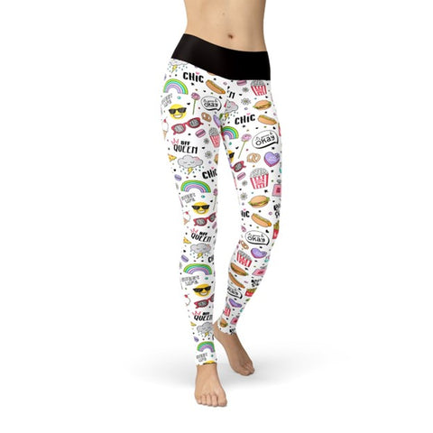 Sweet Life Emoji Leggings for Girls, Tweens & Teens