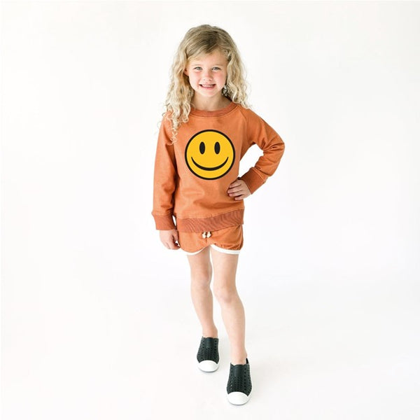 Smiley Face Sweatshirt - Terracotta