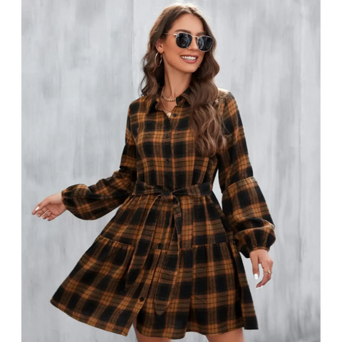 The Tessa Button Front Plaid Dress for Women & Teens