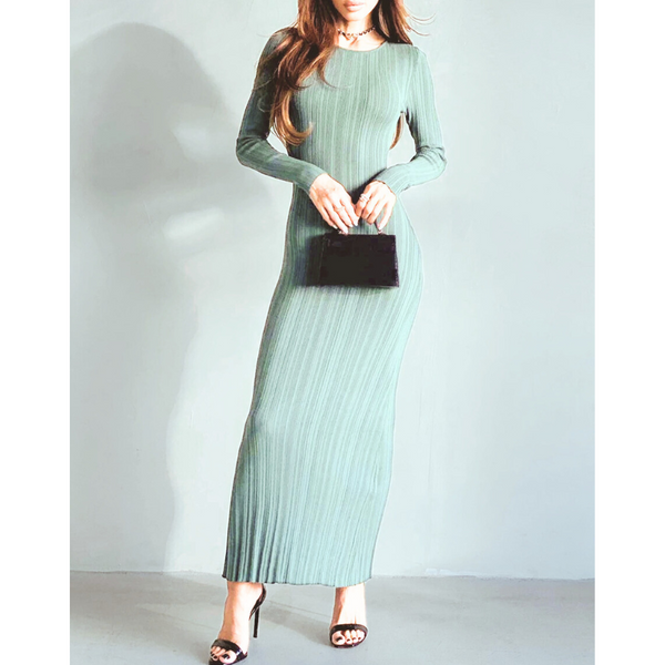 Tricia Ribbed Knit Long Sleeve Bodycon Dress