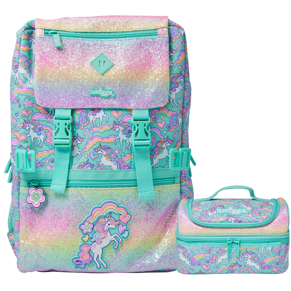 Smiggle® Pastel Unicorn Sparkly Extra Large Capacity Backpack & Accessories