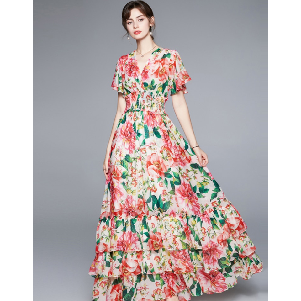 hera maxi dress white floral House Of Sunny Hera Floral-Appliqu Woven Maxi Dress In Marble - 64% Off