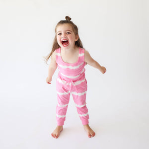 Girls Organic Cotton Sleeveless Jumpsuit-Wild Orchid Tie Dye