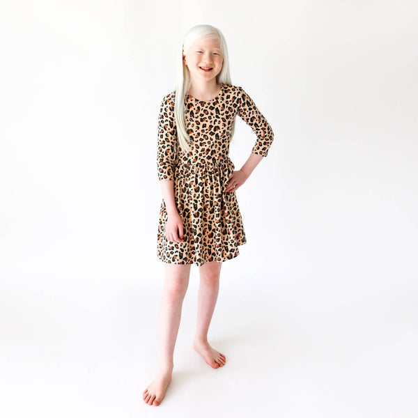 The Organic Cotton L/S Ava Dress - Lounging Leopard