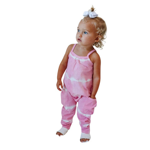 Baby Girls Gathered Front Tank Romper - Wild Orchid Tie Dye