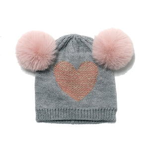 The Suzy Heart Double Pom Pom Beanie