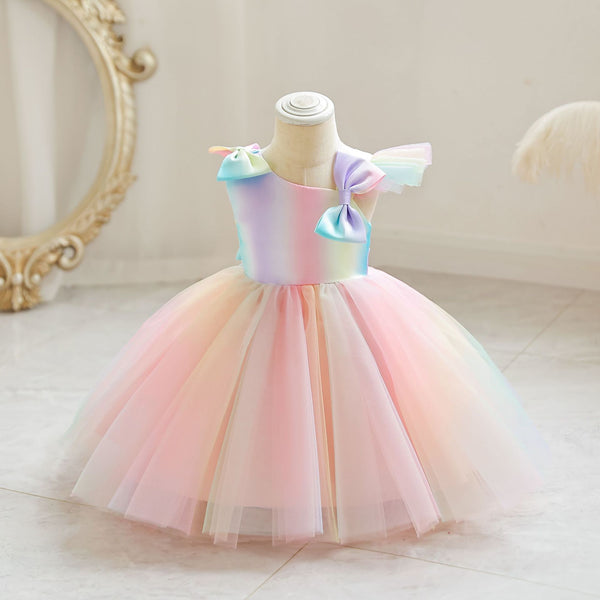 The Ginger Gradient Rainbow Special Occasion Dress for Little Girls